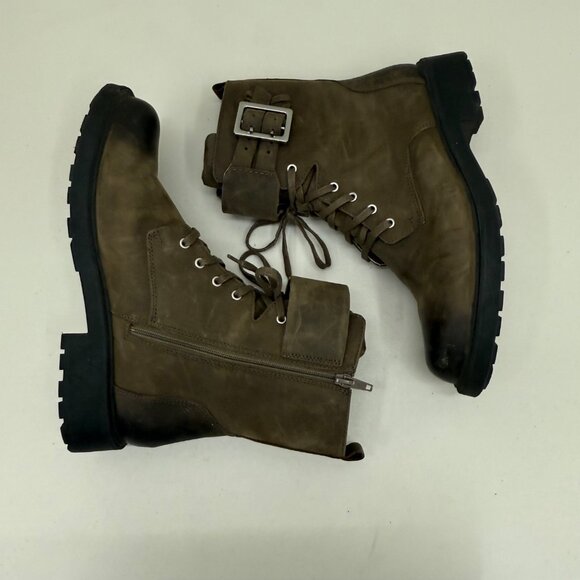 Clarks Orinoco 2 Lace Dark Olive Leather Side Zip Boots Shoes Womens size 8.5 M - Picture 7 of 9